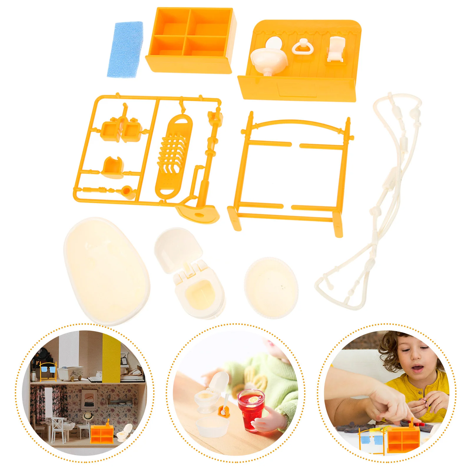 1 ensemble d'accessoires de salle de bain pour Mini maison, décor créatif exquis, léger, utilisation à Long terme, baignoire Miniature, toilettes