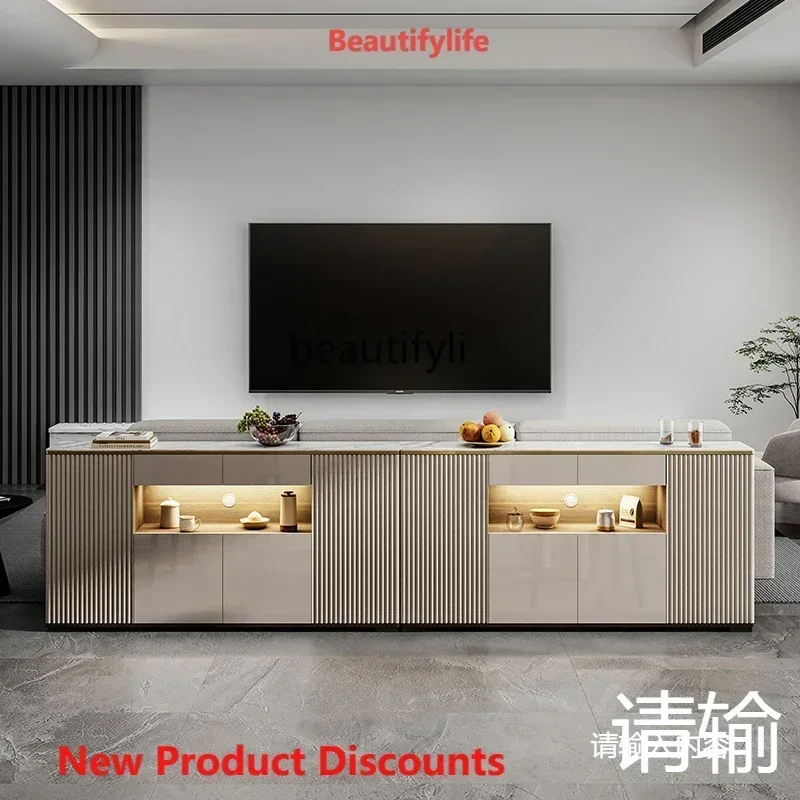 Q181  LLight luxury ultra-thin rock slab dining side cabinet integrated against the wall floor storage locker