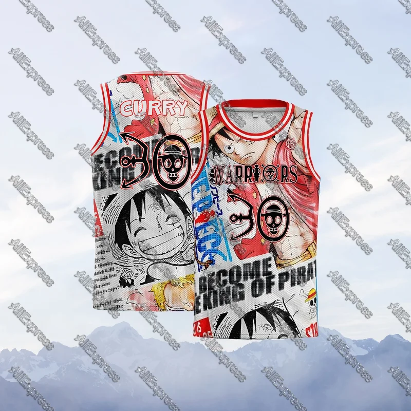 

One Piece Anime Luffy sleveeness shirt Summer Street vest for Man Oversize Outdoor Sports basketball vest Peripherals Gifts