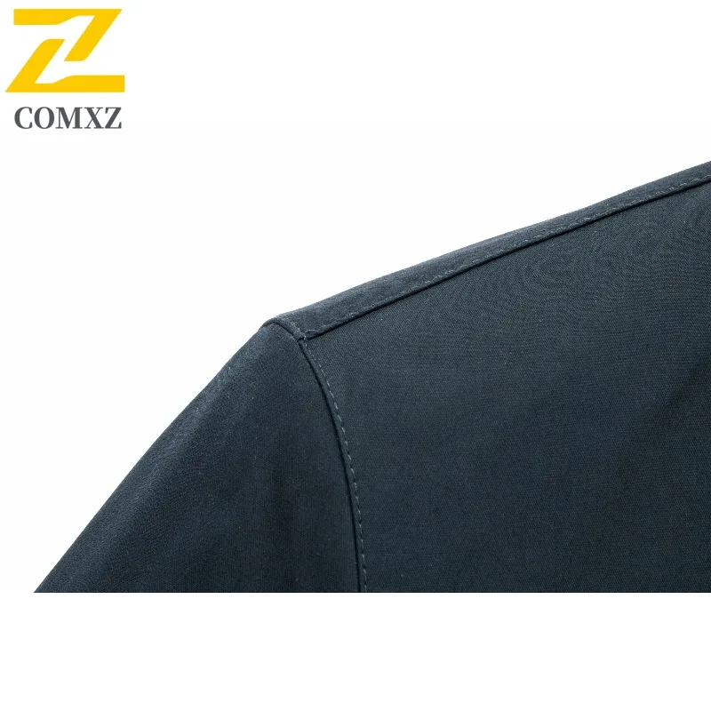 COMXZ Autumn New Male Jacket Premium Turndown Collar Outdoor Working Coat Luxury Elegant Business Comfort Windproof Overcoat