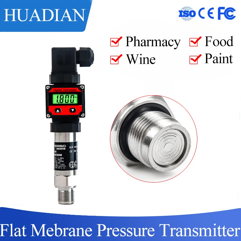 0-10v 0.5-4.5v refrigerant hygienic type flat film pressure transducer high accuracy food tank pressure sensor