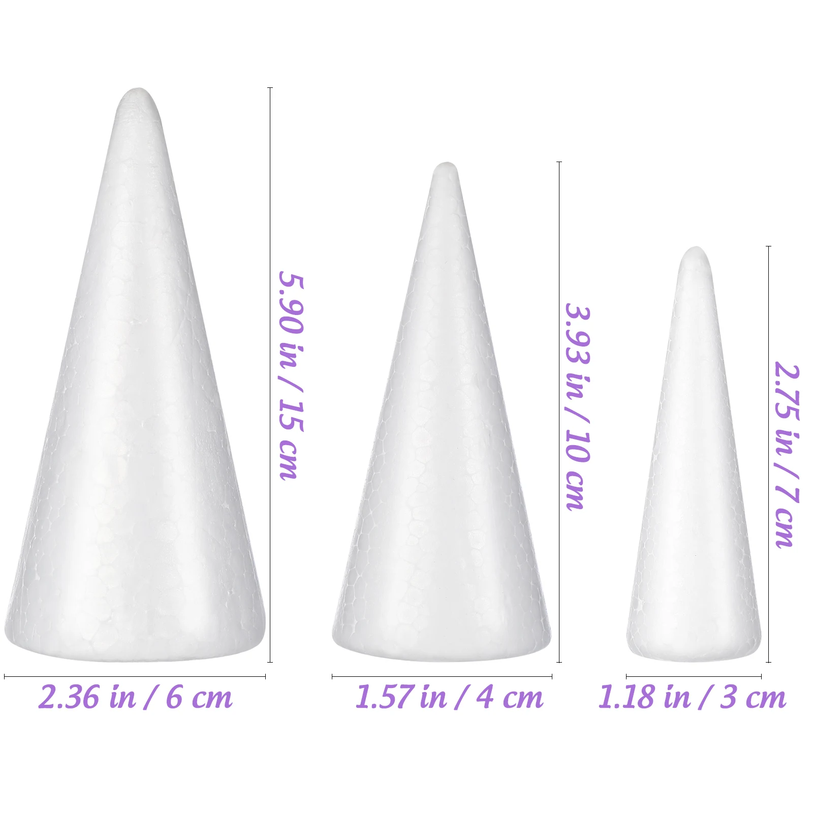 Picture 7: 15Pcs Solid Foam Diy Cone Children Handmade Craft Cone Accessories For Home Craft Celebration Festival Party Polystyrene