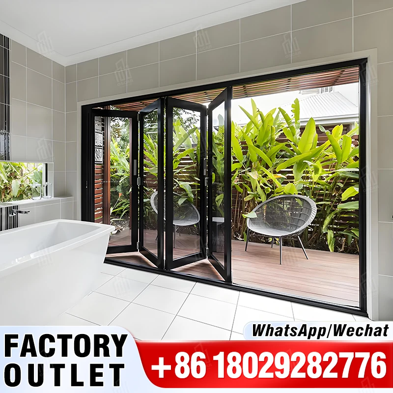 DOORWIN Oscaracso AS2047 estándar interno externo de aluminio Bi plegable plegado balcón Patio puerta puerta de entrada al por mayor