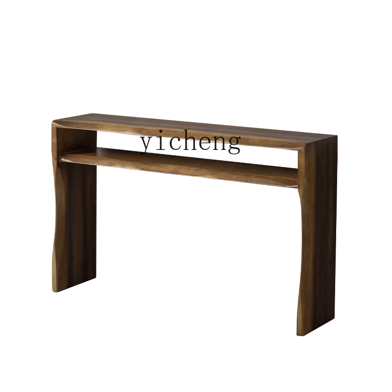 TQH medieval solid wood entrance table simple entry against the wall strip case end view table foyer corridor log entrance table