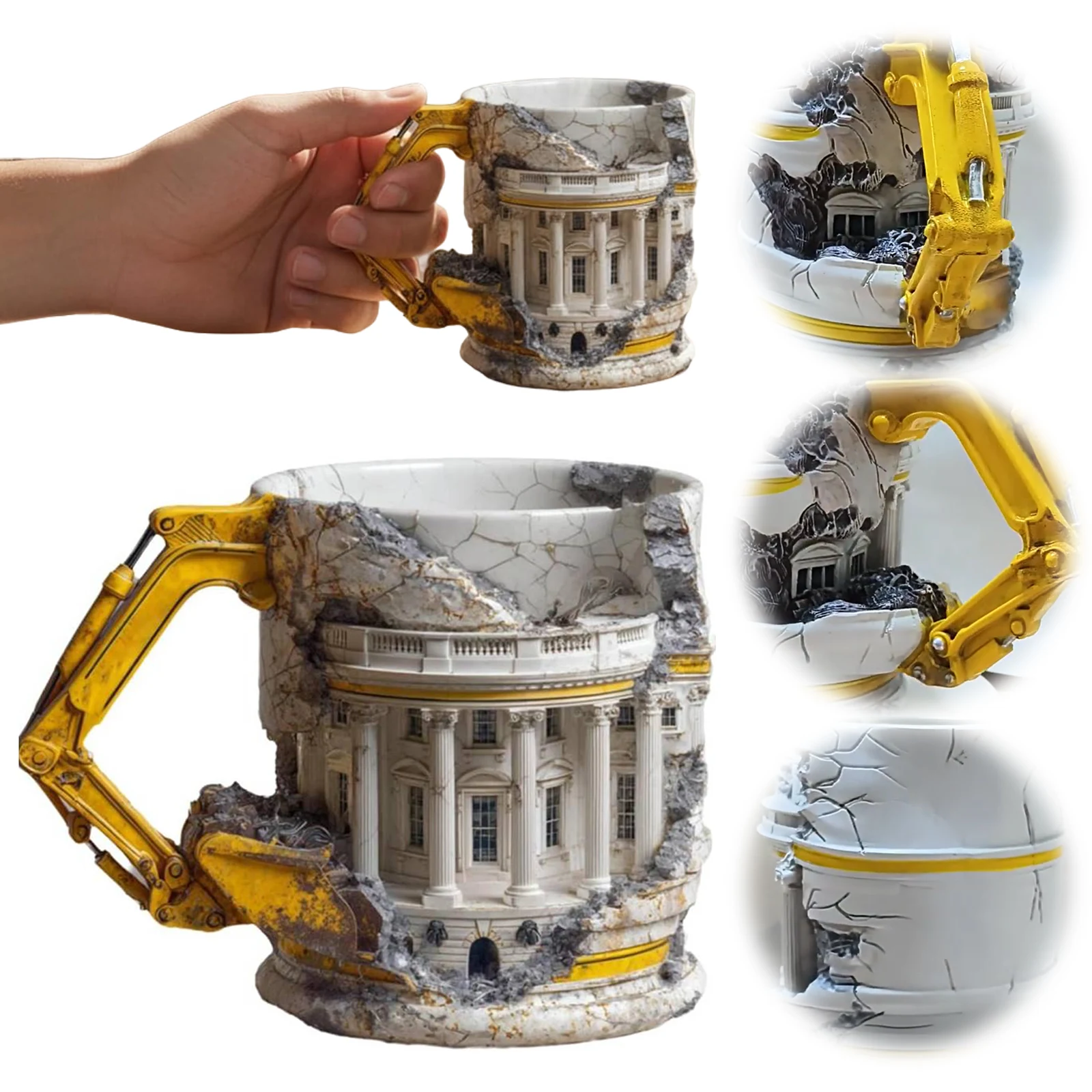 

3D Excavator Demolition Coffee Mug 300ml Capacity Someone Lied Demolition Mug for Home Office Daily Use Holiday Gifts