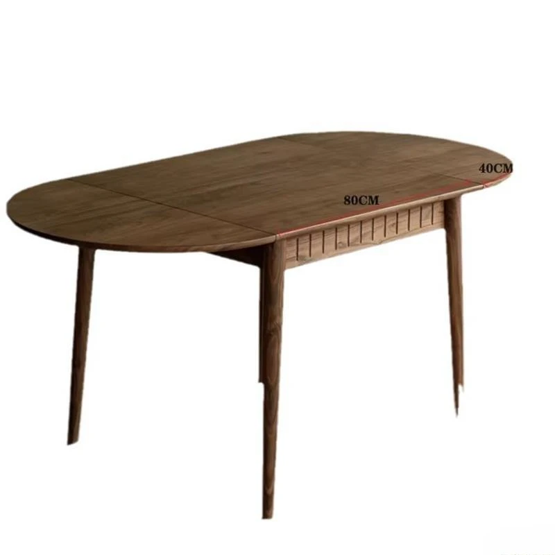 

North American black walnut full solid folding oval dining table small apartment