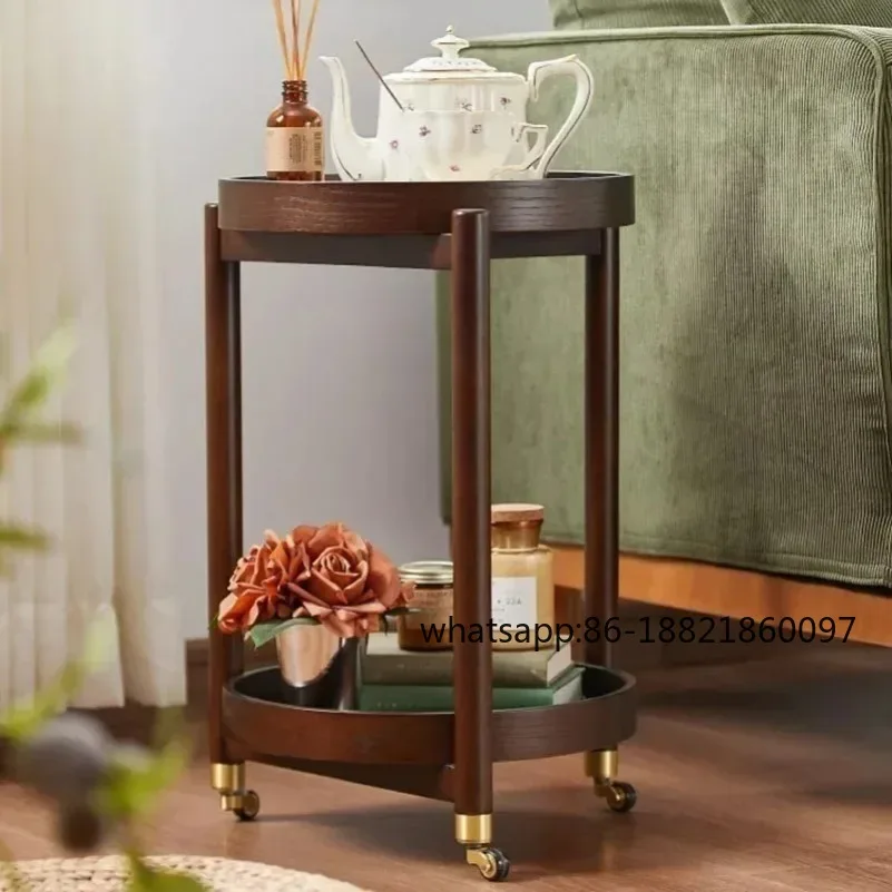 

Современная домашняя ручная тележка из цельного дерева, мобильная колесная центральная тележка для продуктов, обеденный набор, мебель