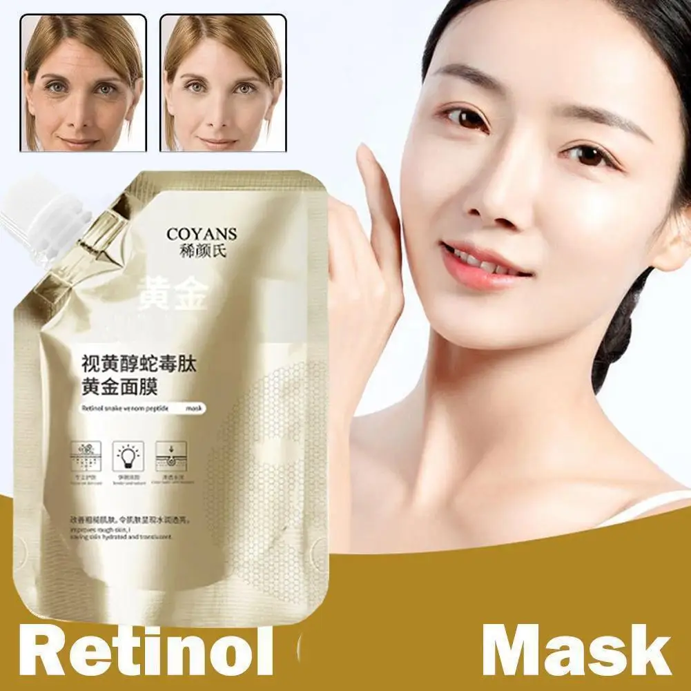 Moisturizing Retinol Gold Mask Anti-Aging Oil Control Whitening Firming Acne Pores Facial Snake Remove Care Skin Mask Face R2E6