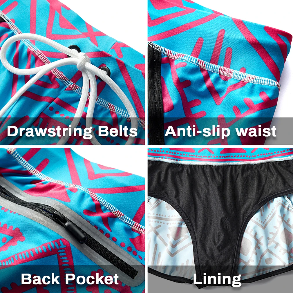 AIMPACT Mens Board Shorts Swim Trunks 3 inch Running Short Shorts with Lining Linner Hawaii Green Camo Surf Beach AM2815