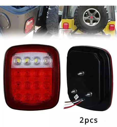 Imagen 2 del producto 2 uds 16 LED parada cola señal de giro de respaldo freno inverso luces marcadoras de liquidación lámparas para Jeep YJ JK CJ camión remolque
