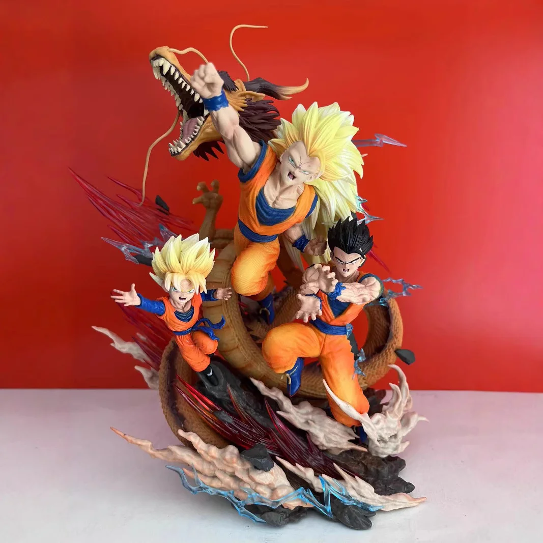 28cm Dragon Ball Goku Gohan Goten Anime Figure Gk Dragon Fist Figures Super Saiyan 3 Ornament Statue Model Christmas Toys Gifts