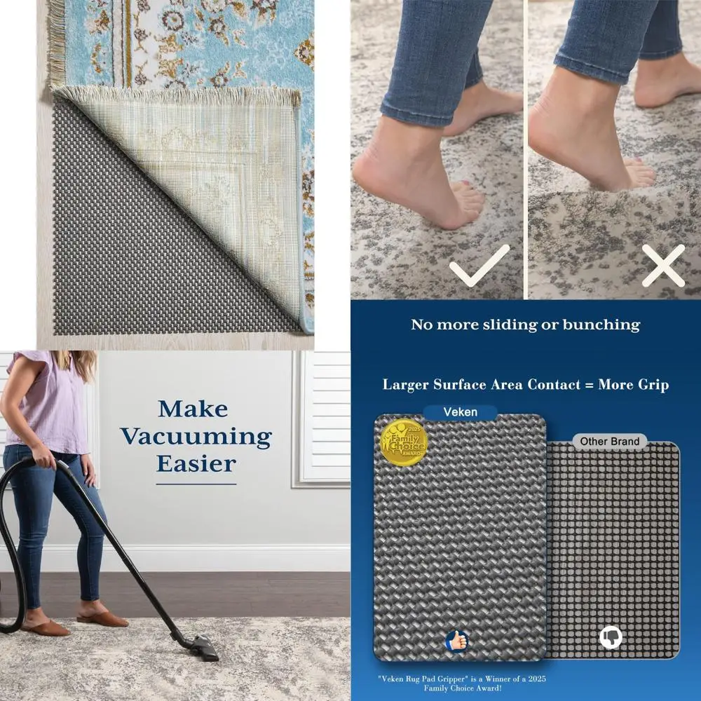 

Veken 9x12 Ft Захват для ковриков для паркетных полов, Нескользящие темно-серые коврики для ковров, Толстые захваты для ковров для плитки