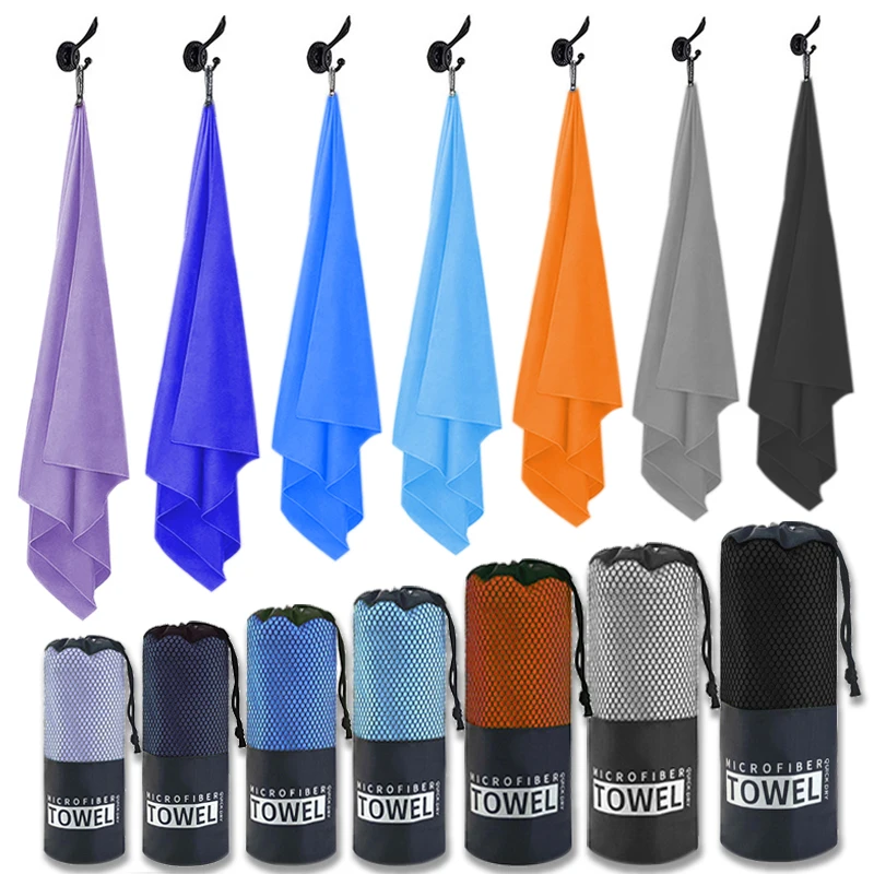 ผ้าขนหนูไมโครไฟเบอร์แบบพกพาผ้าขนหนูชายหาดกลางแจ้งผ้าเช็ดเหงื่อนุ่มมากและดูดซับได้แห้งเร็วผ้าเช็ดตัวว่ายน้ำโยคะ