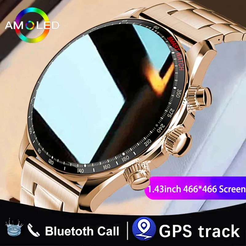 

2023 For Huawei Xiaomi Men's 1.43" AMOLED Screen Smartwatch Bluetooth call GPS track AI voice assistant Men's sports smartwatch