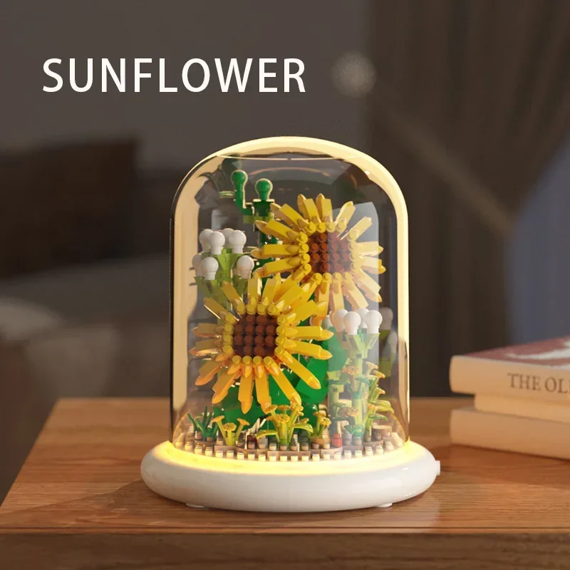 مكعبات بناء الزهور الأبدية لألغاز ألغاز الأطفال، ألعاب الزهور، ديكورات الطاولة، هدايا الحلي ألعاب نبيين بولوك