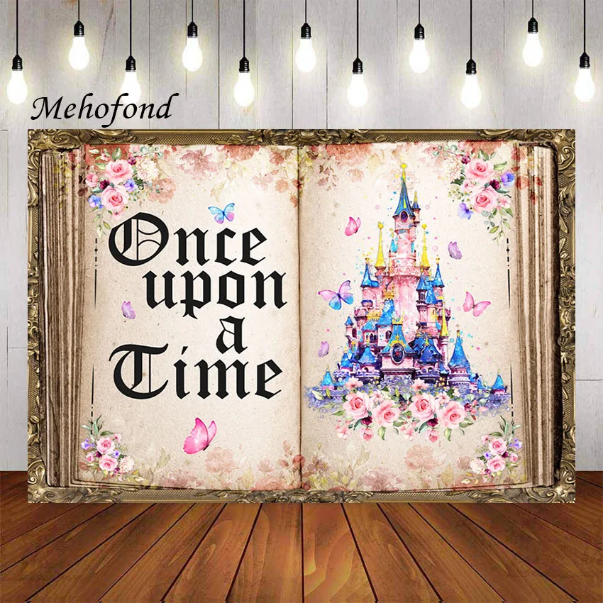 Mehofond Photography Background Once Upon A Time Castle Floral Butterfly Princess Birthday Party Decoratio Backdrop Photo Studio