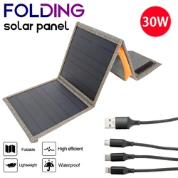 5V 20W 30W Portable Foldable Solar Panel Waterproof for Cell Phone Power Bank Battery Charger Outdoor Camping Tourism Fishing