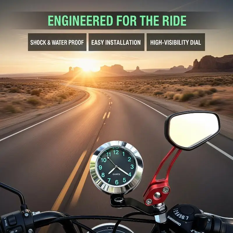 Illuminated Clock For Vehicles Suitable For Motorcycles And Electric Bikes Easy To Install Durable Metal Casing Various Designs view 4