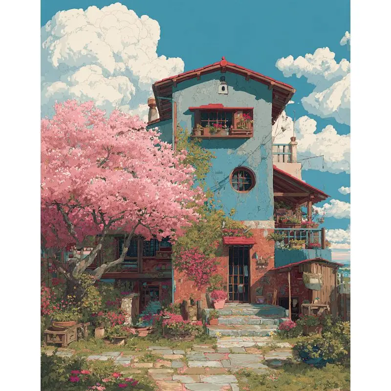 

PhotoCustom Painting By Number Countryside DIY Frame Picture By Numbers Wall Art Acrylic On Canvas Home Decoration 40x50cm