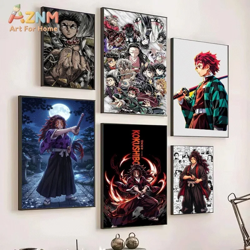 Demon Slayer Gyomei Himejima Kokushibo Tanjiro Manga Art Canvas Wall Art Unframed Single Canvas Print Wall Picture For Bedroom