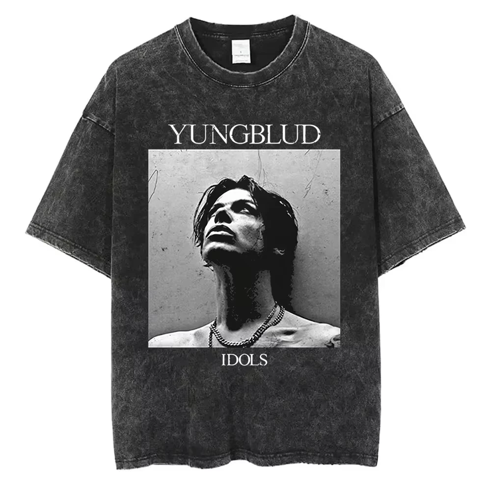 

Винтажные футболки унисекс с эффектом потертости Rocker Yungblud IDOLS Album Tour 2025, одежда в стиле хип-хоп и рок, оверсайз, с коротким рукавом