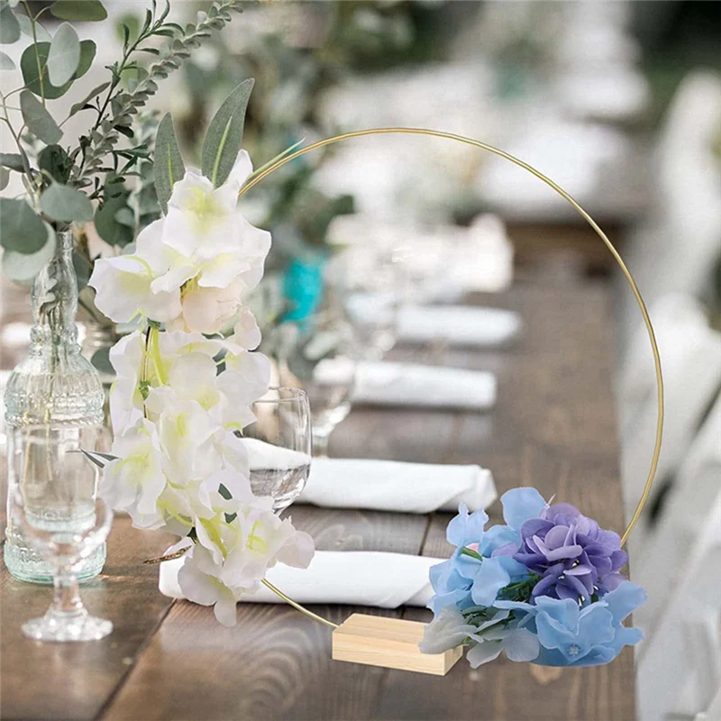 A45I 10 Pack Metal Wreath Iron Circle Circle Garland Simulation Flower Big Circle Wood Tabletop Decoration Circle