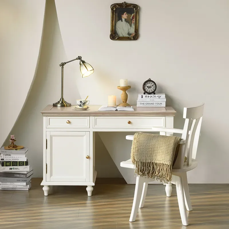 for American White All Solid Wood Desk 1.2m with Cabinet Computer Desk Study Room Home Bedroom Study Desk