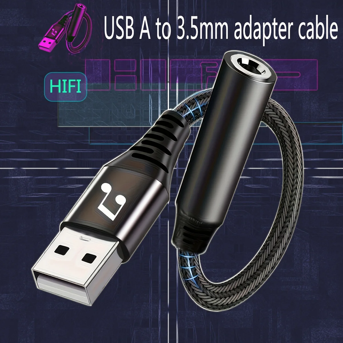 USB to 3.5mm Jack Audio Adapter USB to Aux Cable Adapter Circular Hole Suitable For Microphone PC Laptop