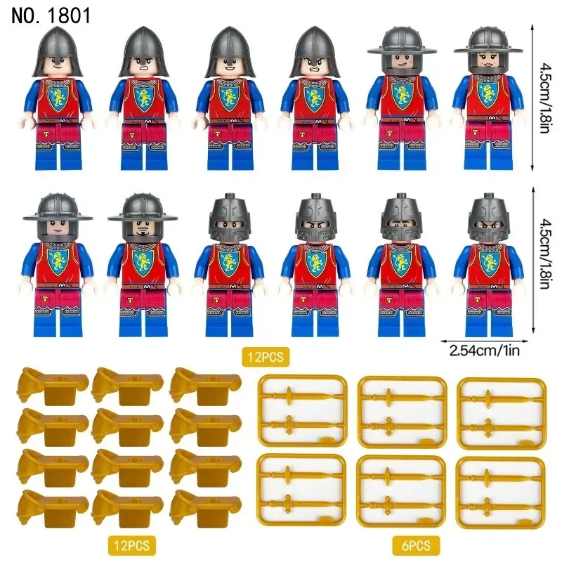 El Cuerpo Medieval ensambló juguetes, escudos, figuras, muñecos humanoides, juguetes para niños, regalos de cumpleaños y personajes de dibujos animados.