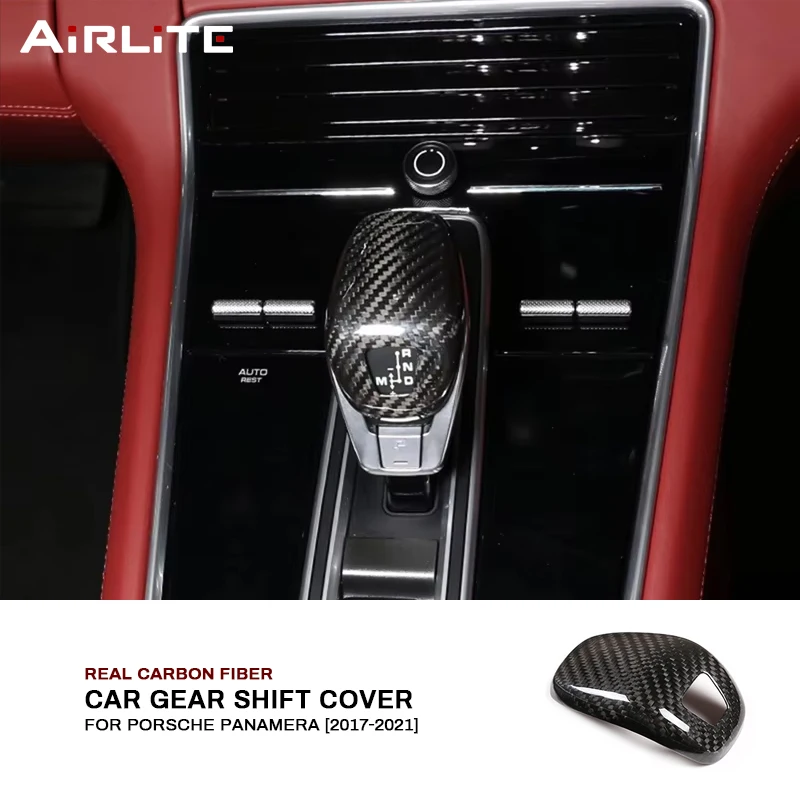 

Real Carbon Fiber For Porsche Panamera 971 2017-2021 Car Central Gear Shift Gear Head Cover Trim Interior Decoration Accessories