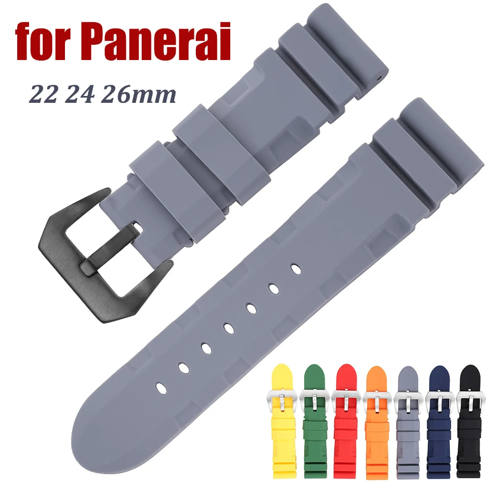 Rubber Watch Band 26mm 22mm 24mm for Panerai SUBMERSIBLE PAM441 359 Pa111 Soft Silicone Bracelet Men Watch Accessories