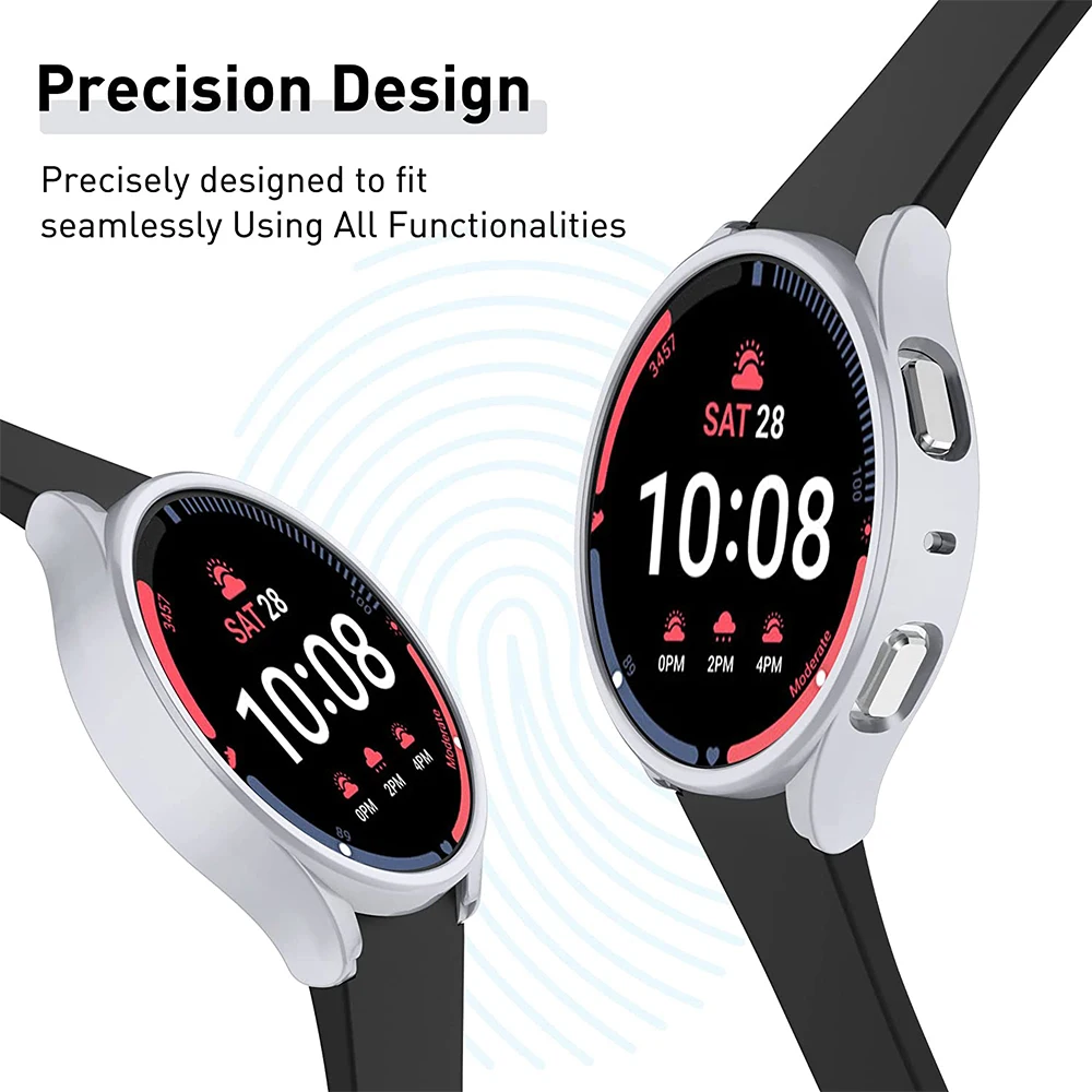 Tempered Glass+Case for Samsung Galaxy Watch 5 Pro 45mm PC Cover All-Around Protective Bumper Shell for Galaxy Watch 5 40mm 44mm