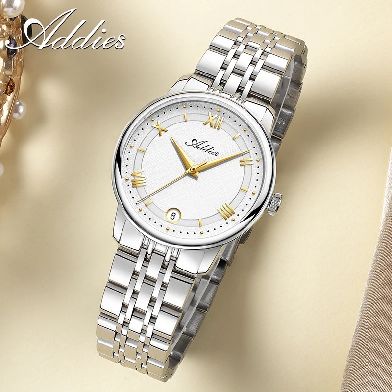 ADDIES Elegant Women's Watch High End Luxury Sapphire Stainless Steel Quartz Watch New Waterproof Calendar Ladies Dress Watches - view 3