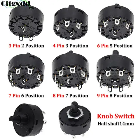 1pcs Knob Switch  3/4/6/7/8/9Pin 2/3/5/6/7/8 Position Rotary Switch For Electric Oven Teapot Juicer Blender Power Switch