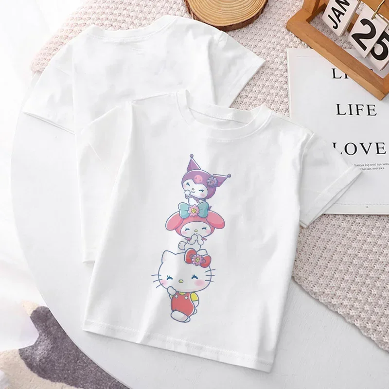 子供のためのハローキティアニメTシャツ,kawaiiトップス,sanrio,kuromi,croscolloll,Posing,Judons,カジュアルウェア,子供,男の子,y2k