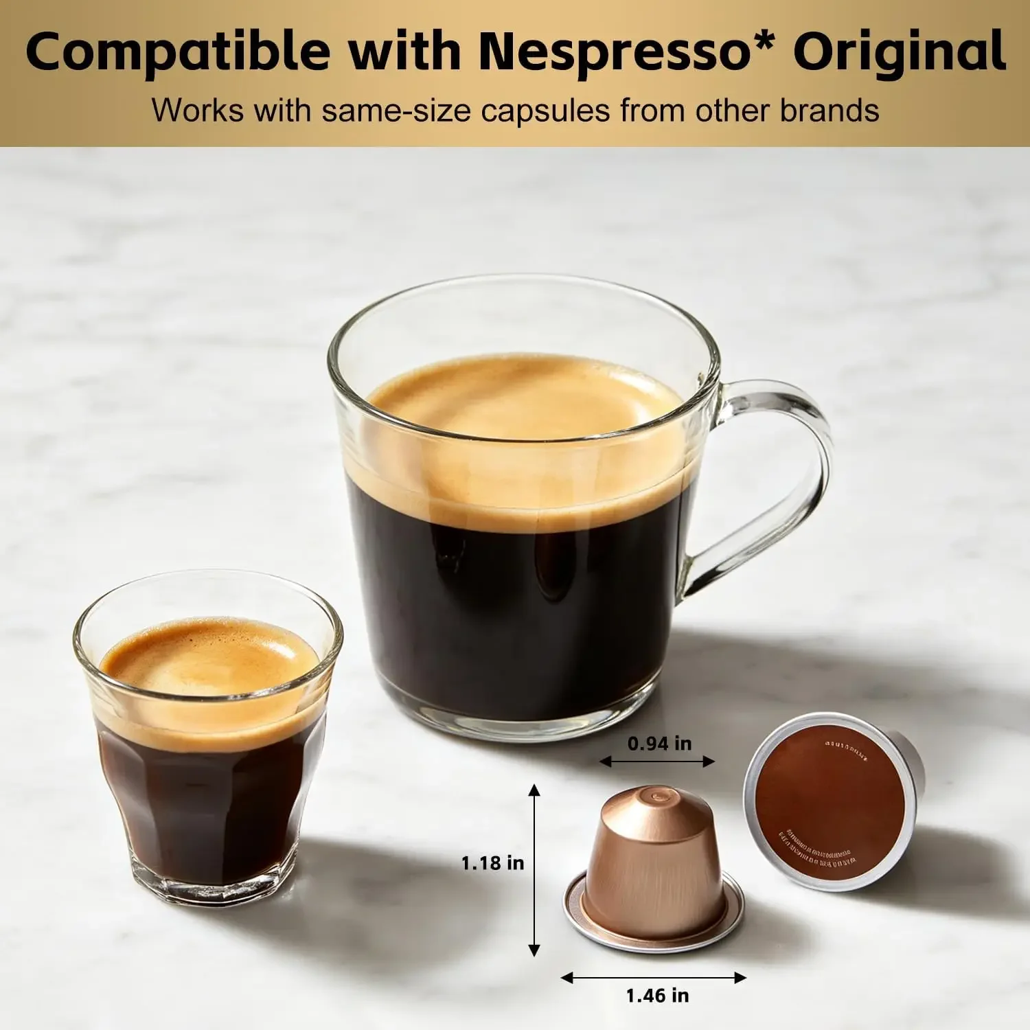 USA Stock Espresso Machine Compatible With Nespresso Original Pods | Single Serve Espresso Coffee Maker, Programmable Brew Size,