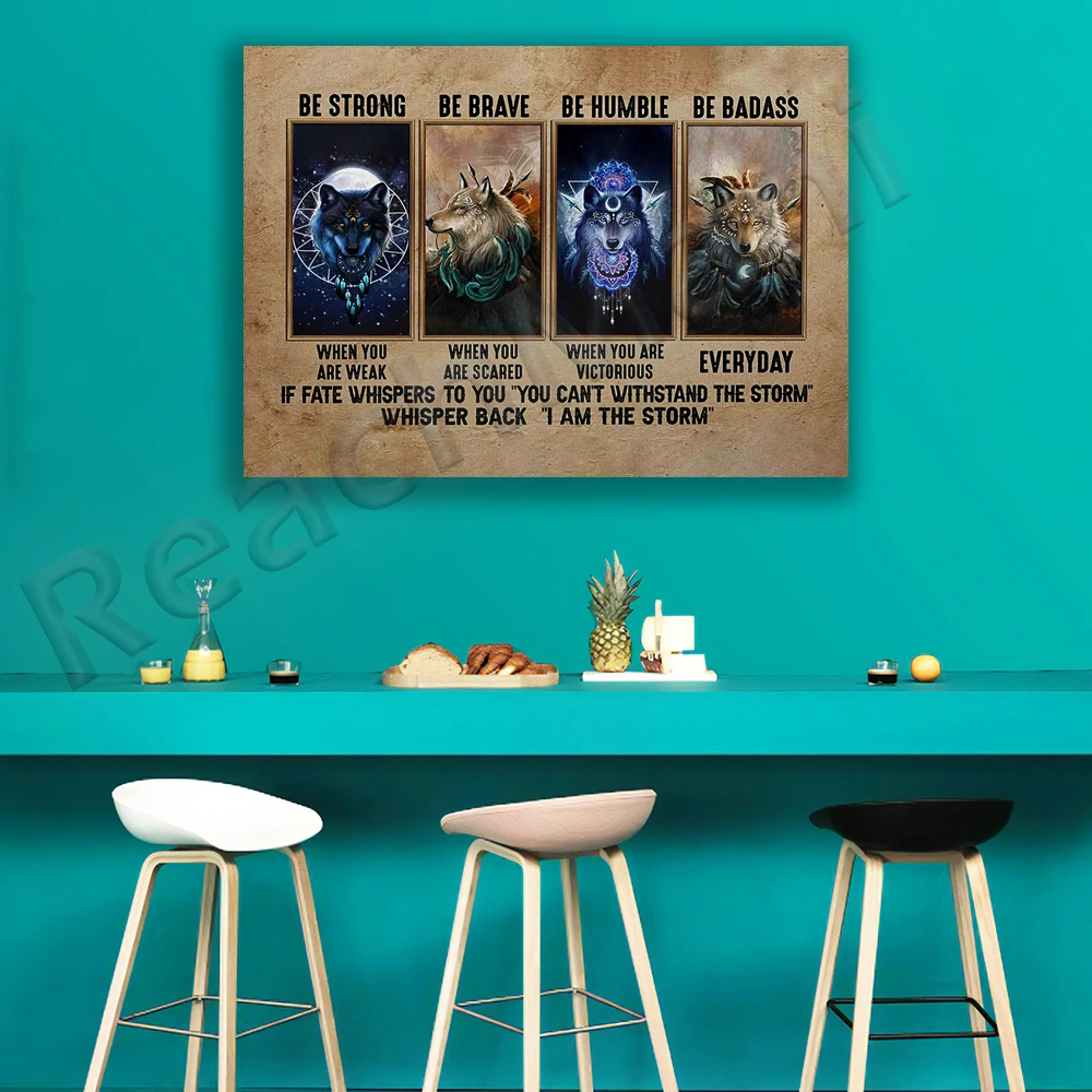 Wolves Canvas, Be Strong When You Are Weak Art Canvas Painting Poster Print Wall Art Picture Office Home Decor