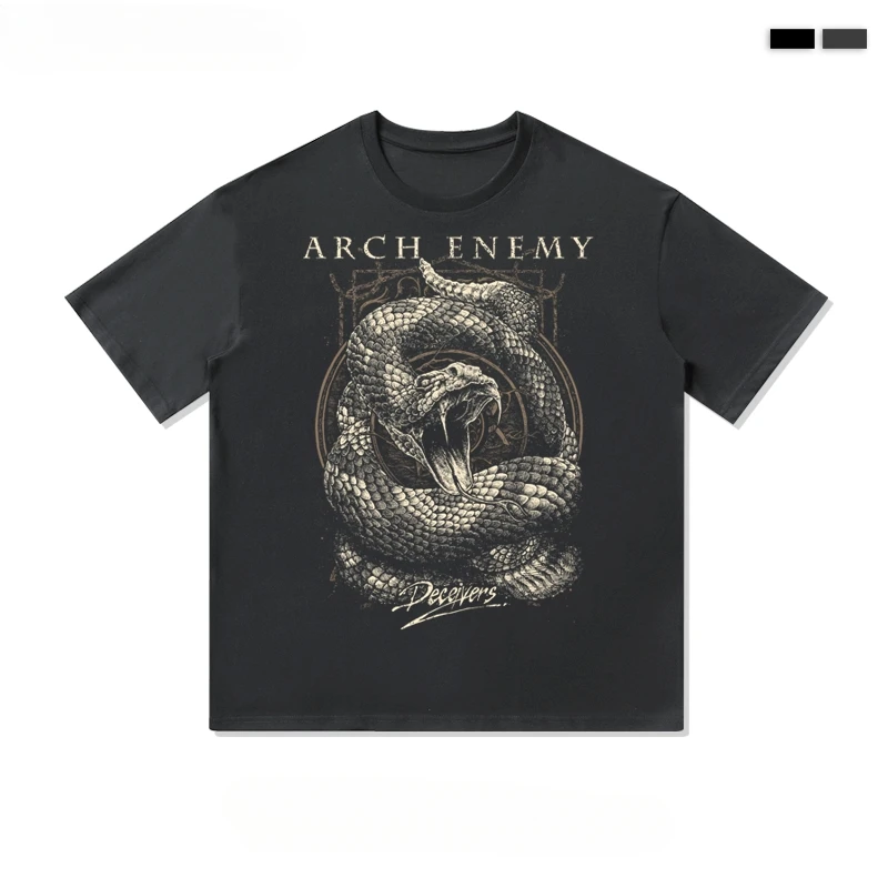 2025 Arch Enemy Metal Rock Print Europe and The United States High Street New High-quality Men and Women Short-sleeved T-shirt