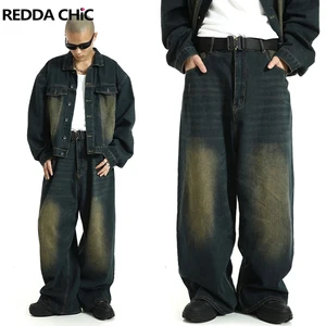 Reddachıc boyutu büyük yeşil yıkama, erkek varil baggy kot pantolon y2k retro fit bel rahat pantolon gevşek büyük boy patenci hip hop streetwear sıska kot pantolonların en büyük satışlarından 12'si yeşil erkekler no. 2
