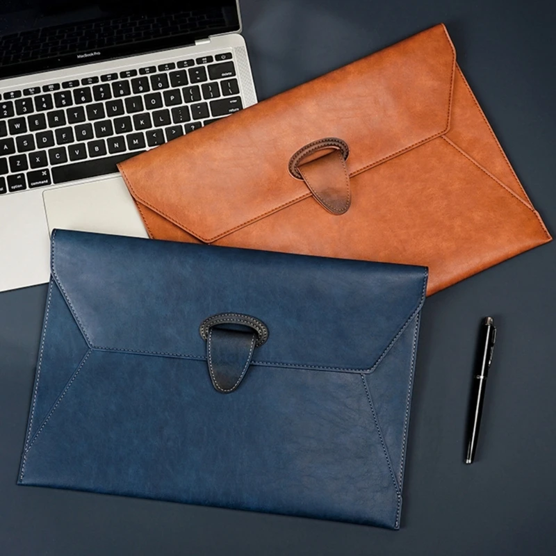 Handheld File Folder Waterproof Leather Document Folder Leather Laptop Sleeve