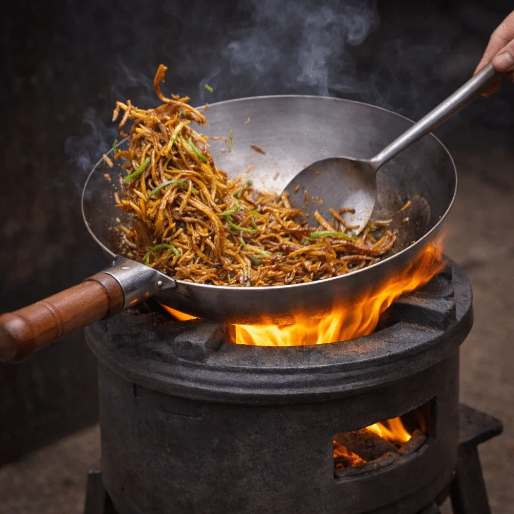 

No Coating Hand Hammered Iron Wok Universal Round-bottomed Chinese Traditional Frying Wok 30CM Scratch Resistant Cooking Pot