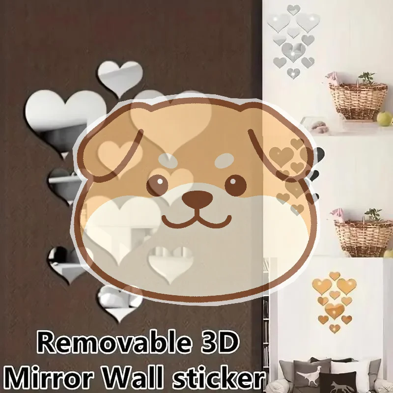 10Pcs/Set 3D Love Mirror Wall Sticker Removable DIY Decal for Wedding Bridal Shower Kids Room Toilet Table Decor