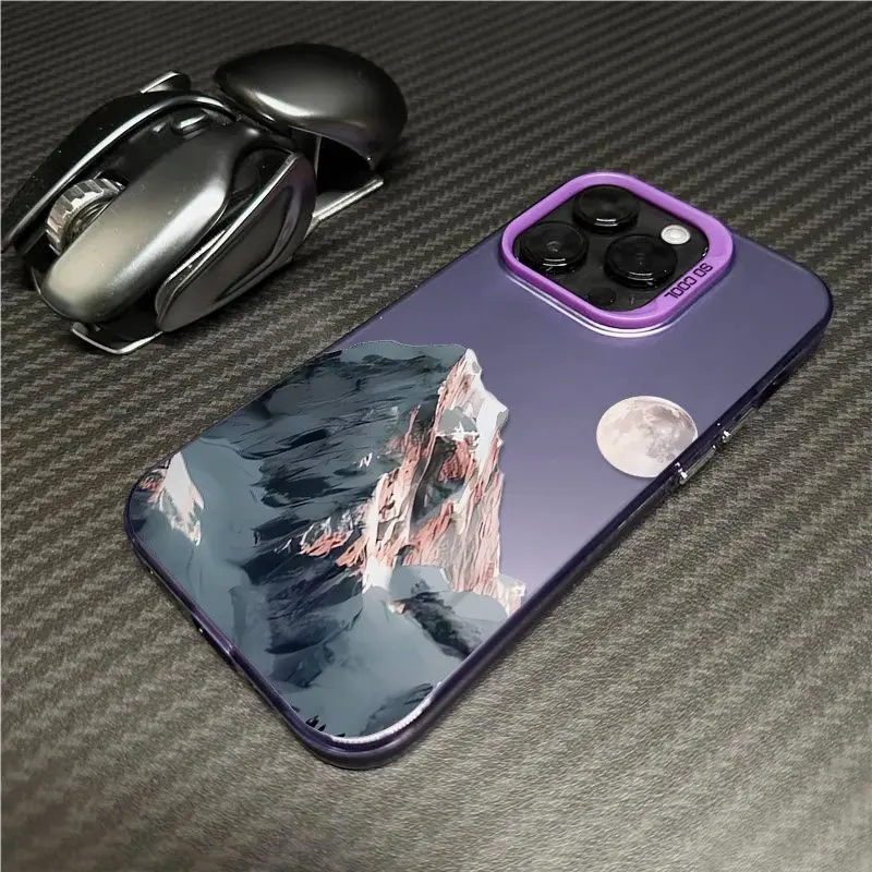 جبل الثلج تحت القمر المشهد قضية الهاتف لسامسونج غالاكسي A26 A36 A56 A55 A54 S25 FE S24 S23 S22 الترا S21 زائد غطاء
