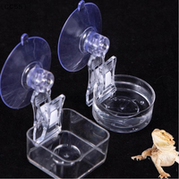 〔CC55〕Reptile Water Food Bowl Suction Cup Food Tray Gecko Reptile Lizards Spider Tree Frogs Feeder Habitat Decora Pet Supplies