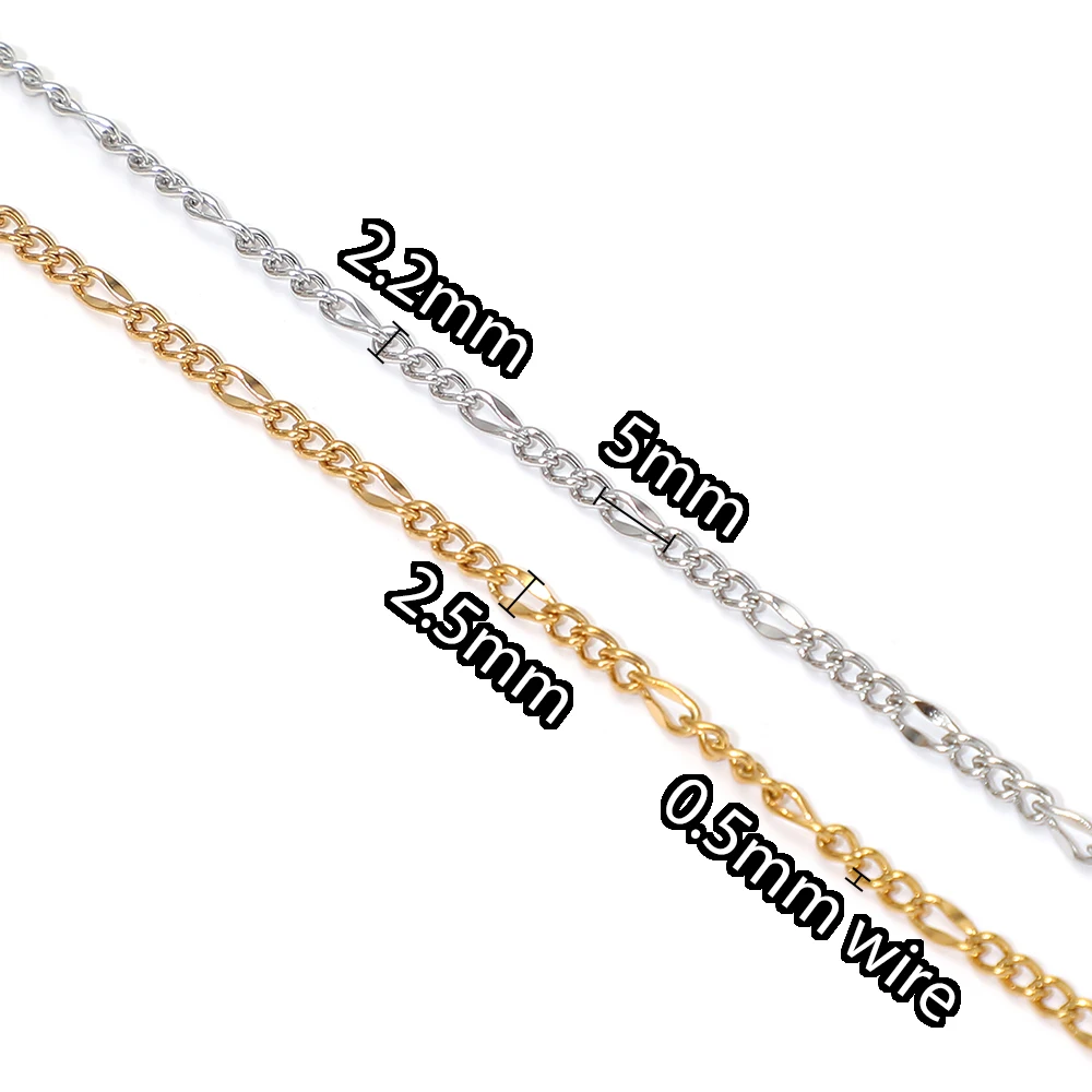 2 Meter Edelstahl 3:1 Curb-Link-Kette, gedrehte Kette für DIY Hip-Hop-Schmuck, Halsketten, Armbänder, Ohrringe und Accessoires – Detail 3