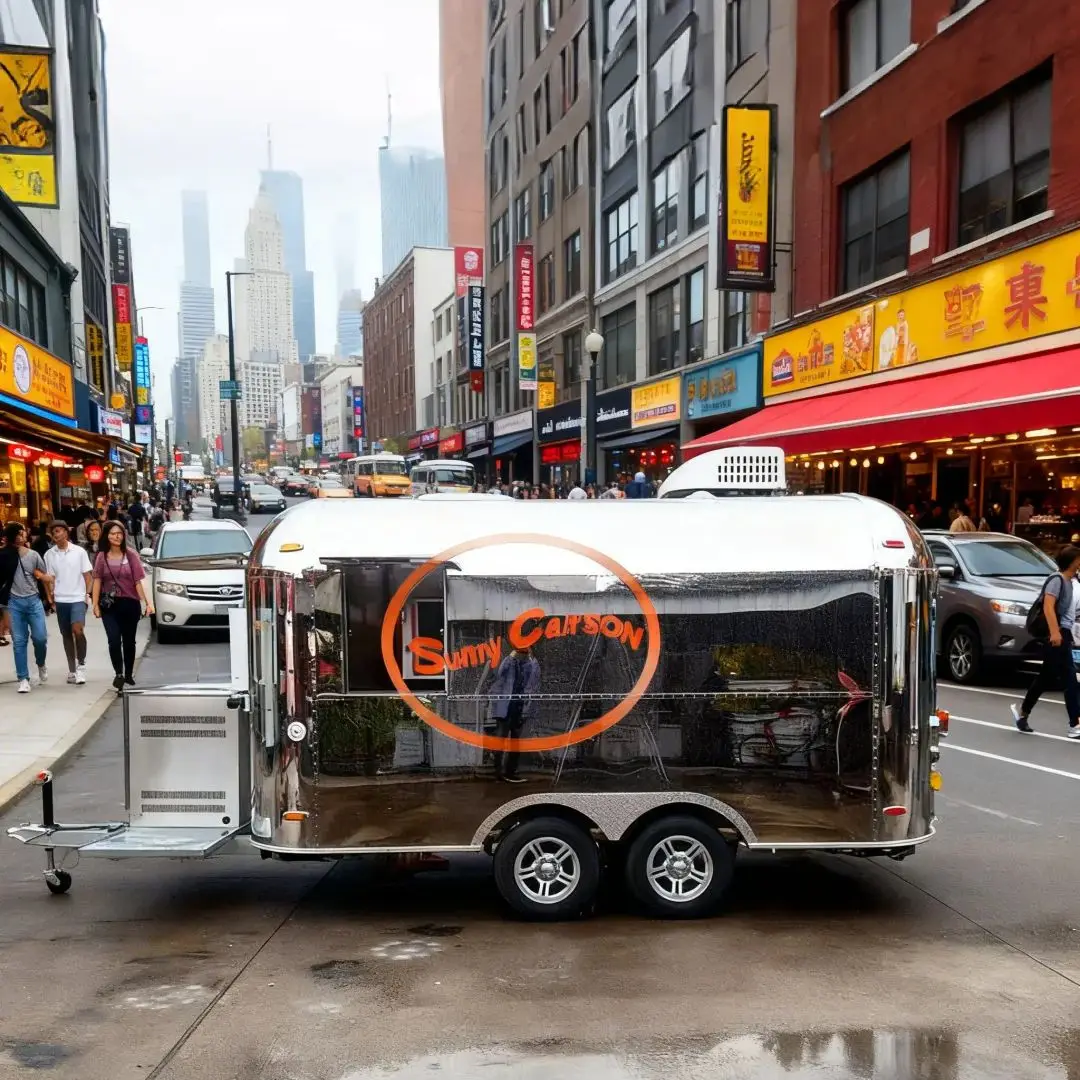 Outdoor Food Trailer Mobile Vending Cart for Street Stall with Multifunctional Storage And Easy-to-Push Design Catering Cart