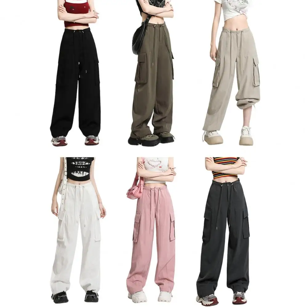 

Уличная одежда, брюки-карго, женские прямые брюки в стиле хип-хоп с высокой талией, свободные повседневные широкие брюки в американском стиле ретро, новые
