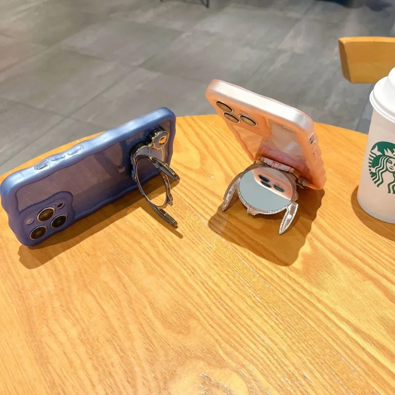 Anime Lilo & Stitch Cartoon Cute Back Adhesive Phone Case Stand Rotating Portable Folding Makeup Artifact Desktop Watch Stand