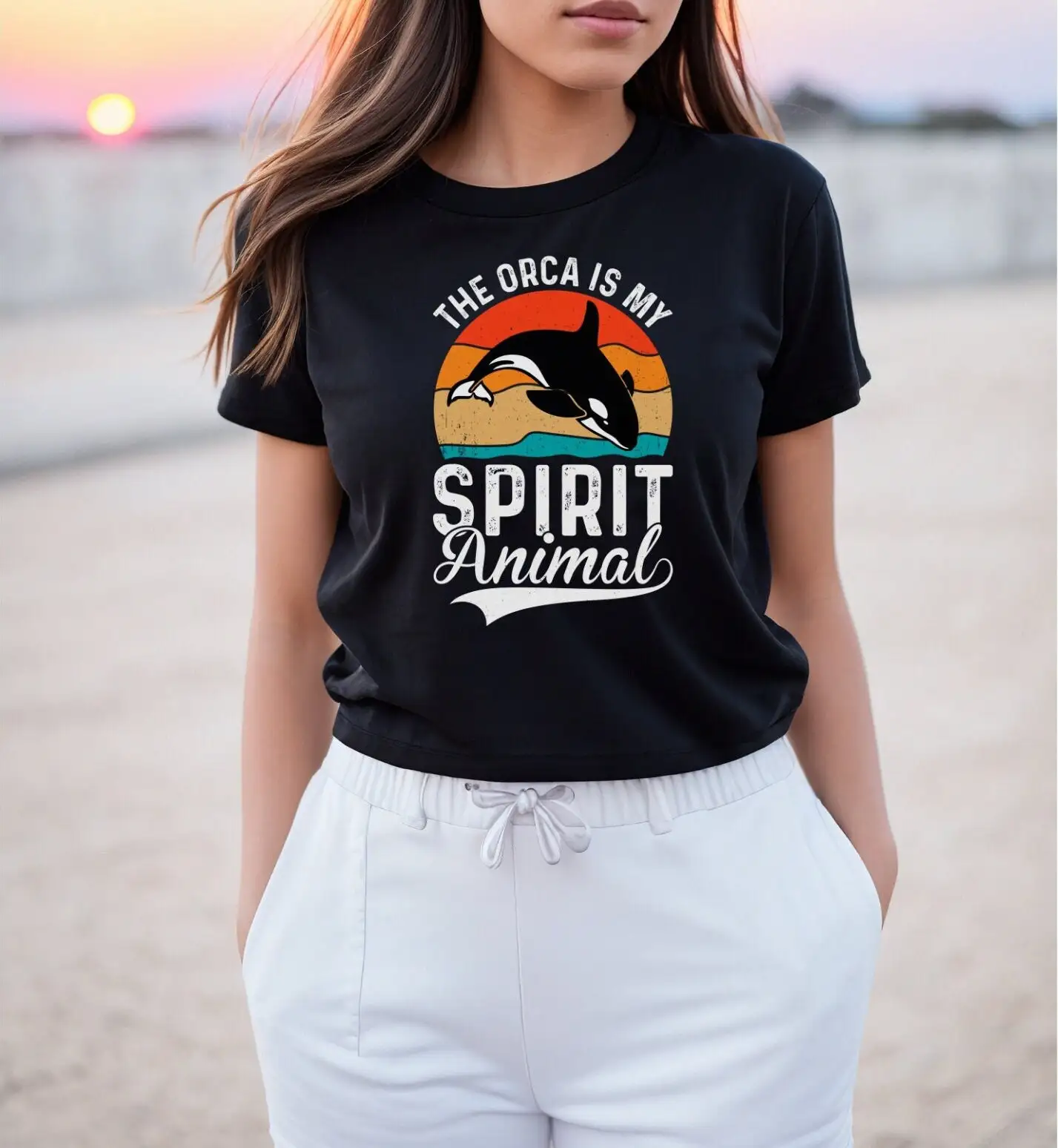 Orca Is My Spirit Animal T Shirt Killer Whale Vintage For Lover Design SunseT