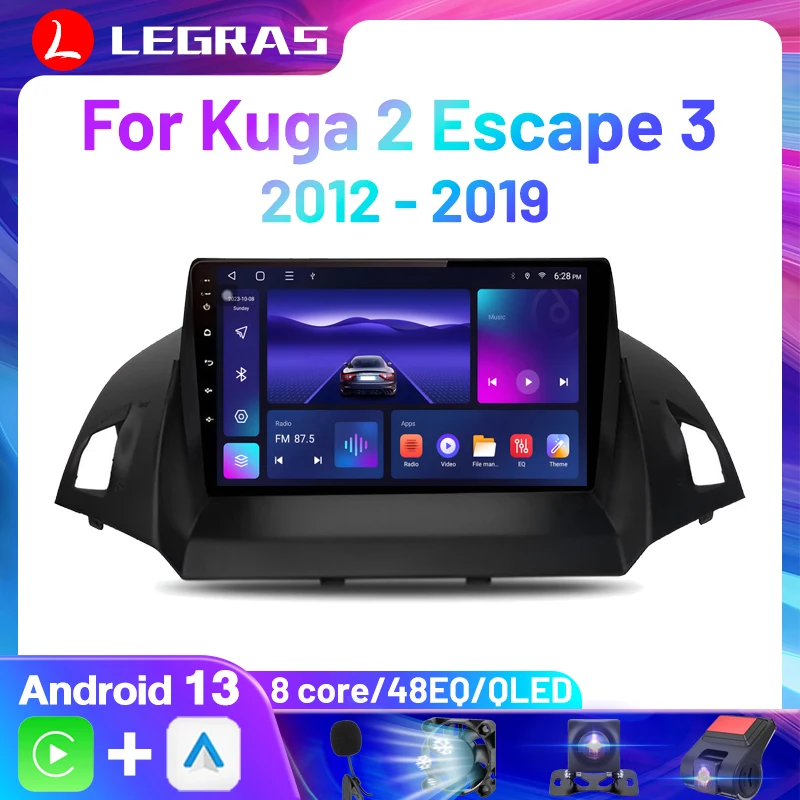 

Carplay Android Auto Multimedia Player for Ford C-MAX Kuga 2 Escape 3 2012-2019 Car Stereo Radio GPS Navigation Headunit 9 Inch